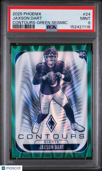 2025 Panini Phoenix Contours Jaxson Dart #24 Green Seismic PSA 9