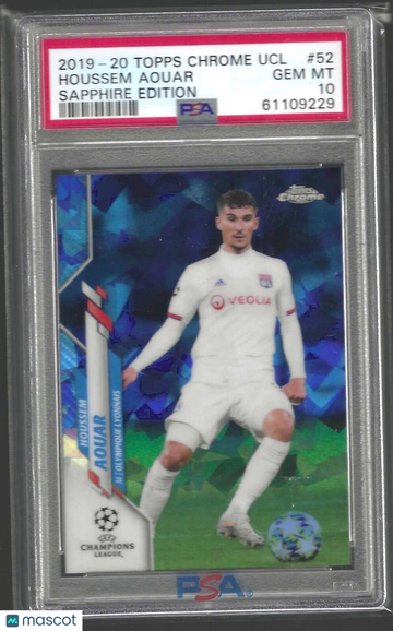2019 Topps Chrome UEFA Champions League Sapphire Edition Houssem Aouar #52 PSA 10