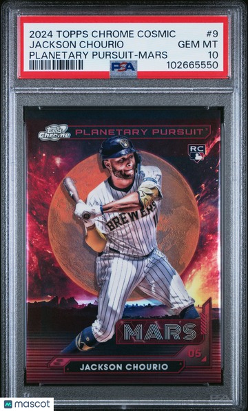 2024 Topps Cosmic Chrome Planetary Pursuit Jackson Chourio #9 Mars RC PSA 10