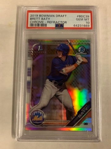 2019 Bowman Draft Brett Baty Chrome Refractor PSA 10