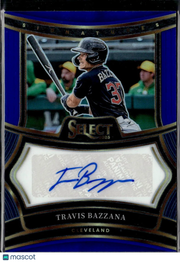 Travis Bazzana 2025 Panini Select Baseball Prizm Auto Blue /49 Cleveland Guardians