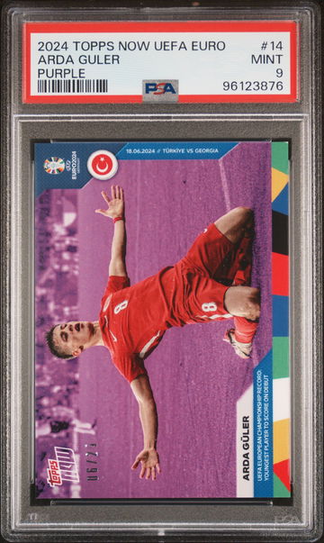 2024 TOPPS NOW UEFA EURO 2024 ARDA GULER #14 PURPLE /25 PSA 9