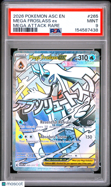 2026 Mega Evolution Ascended Heroes Mega Froslass ex Mega Attack Rare PSA 9 #265/217