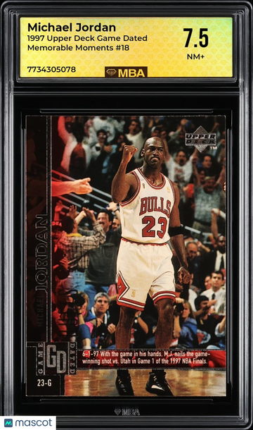 1997 Upper Deck Game Dated Memorable Moments Michael Jordan #18 MBA 7.5