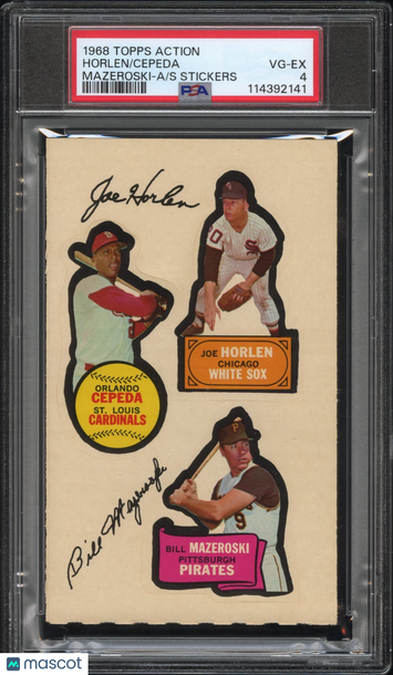 1968 Topps Action All-Star Stickers Cepeda Horlen Mazeroski PSA 4