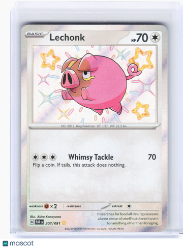 2024 Pokemon—Lechonk #207/91 Paldean Fates—Shiny Rare Foil