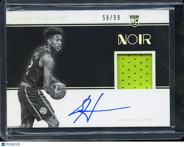 De'Andre Hunter 2020 Panini Noir Autograph Player-worn/used material RC Auto /99 Atlanta Hawks