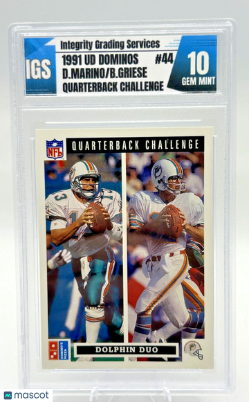 Graded 10 1991 Upper Deck Domino's Pizza Quarterback Challenge Dan Marino Bob Griese #49 Base
