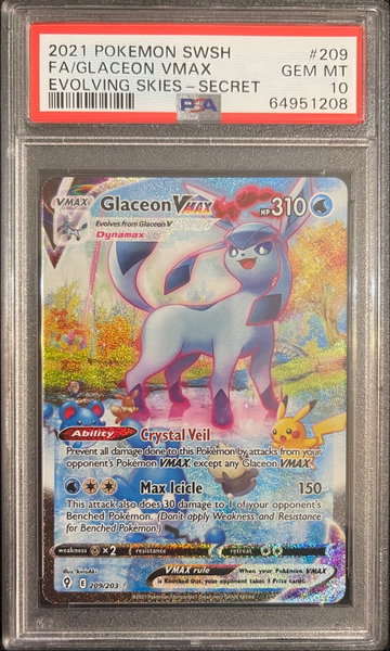 2021 Pokemon Full Art Glaceon Vmax Evolving Skies-Secret Low Pop!!