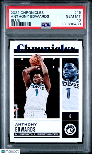 2022 Panini Chronicles Anthony Edwards #16 Blue PSA 10