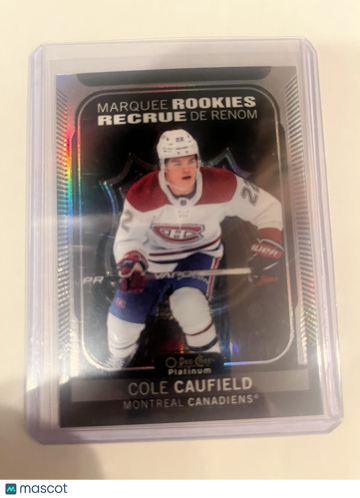2021-22 O-Pee-Chee Platinum Cole Caufield #201 Black Shield Variant Parallel/Variety Rookie Base Set