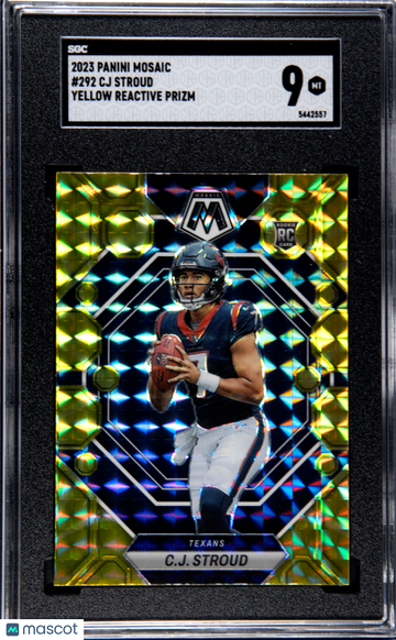 2023 Panini Mosaic CJ Stroud #292 Yellow Reactive Prizm SGC 9
