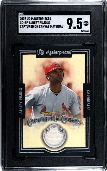 2007 UD Masterpieces CAPTURED ON CANVAS MATERIALS Albert Pujols Game Used Jersey SGC 9.5