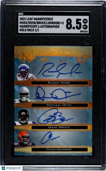 2023 Leaf Magnificence Johnson Adams Hill Moss Irvin Bruce #M6-5 Magnificent 6 Autograph Gold Holo 1 1 SGC 8.5