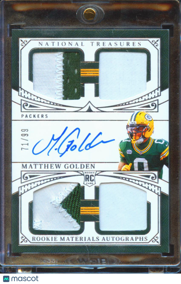 2026 Panini National Treasures Matthew Golden #RMAQ-MGN /99 Quad Patch RC Rookie Materials Autographs