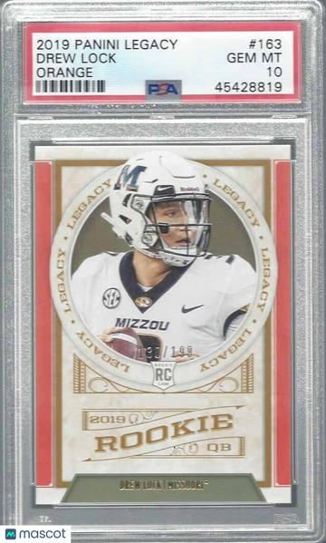 2019 Panini Legacy Drew Lock #163 Orange PSA 10