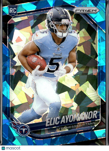 Elic Ayomanor 2025 Panini Prizm RC Blue Mosaic Tennessee Titans