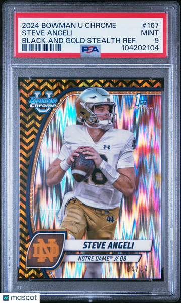 2024 Bowman University Chrome Steve Angeli #167 Black And Gold Stealth Ref PSA 9