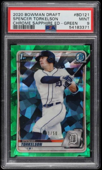 2020 Bowman Chrome Sapphire Green /50 Spencer Torkelson PSA 9