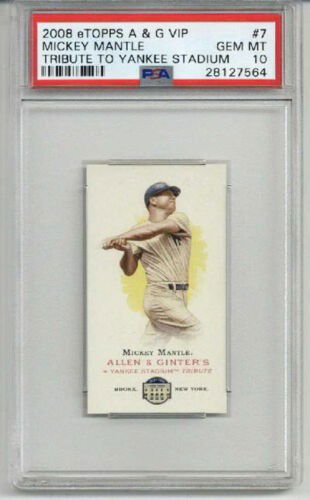 2008 eTOPPS ALLEN & GINTER TRIBUTE YANKEE STADIUM MICKEY MANTLE YANKEES PSA 10