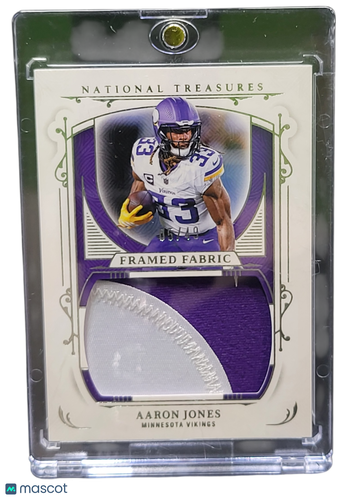 2026 Panini National Treasures Framed Fabric Aaron Jones #FF-AJS Purple Framed Fabric Memorabilia