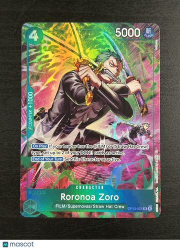 2022 Bandai One Piece Card Game Romance Dawn Roronoa Zoro Holo Parallel Rare Alternative Art