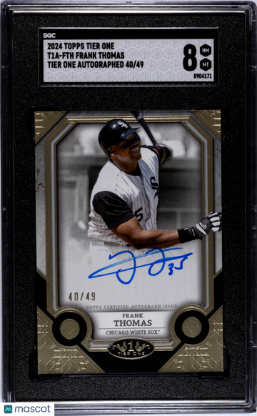 Graded 2024 Topps Tier One Autograph #T1A-FTH Frank Thomas SGC 8 Baseball Card