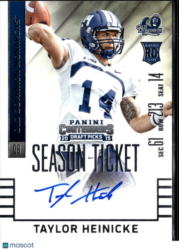 Taylor Heinicke 2015 Panini Contenders Draft Picks RC Auto Old Dominion Monarchs