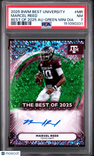 2025 Bowman Best University Best Of 2025 Autographs Marcel Reed #MR Green Mini Dia PSA 7