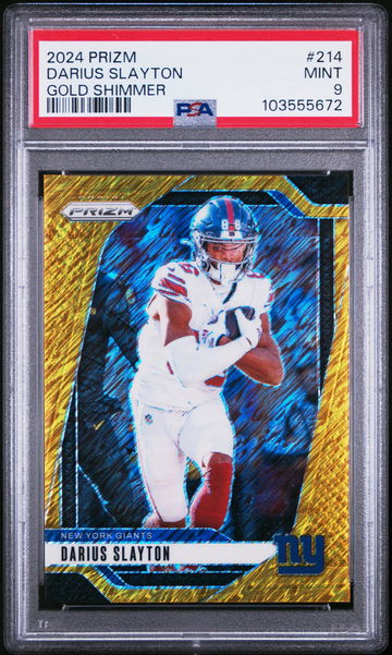 2024 Panini Prizm Gold Shimmer Darius Slayton #214 /10 PSA 9