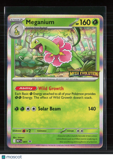 2025 Pokemon Mega Evolution Meganium Holo Rare Trading Card #001