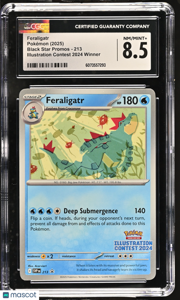 2025 Pokemon Black Star Promos Feraligatr Illustration Contest 2024 Winner CGC 8.5 #213