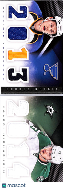 2013 Panini Playbook Dual Rookie Classbook Valeri Nichushkin Vladimir Tarasenko #DR-TN RC Dual Jersey Patch