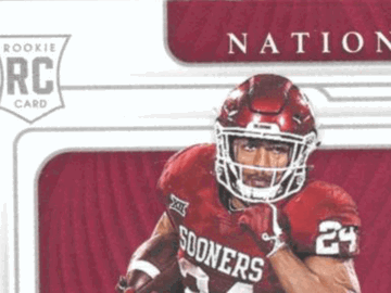 2019 Panini National Treasures Collegiate Rodney Anderson Autographed Patch RC Trading Card Oklahoma Sooners #8