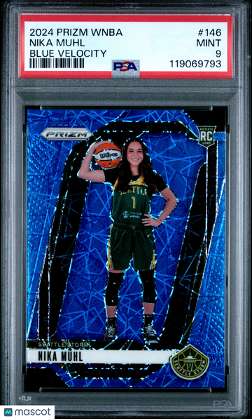 2024 Panini Prizm WNBA Nika Muhl #146 Blue Velocity Short Print Nicely Centered Mint Parallel/Variety Rookie Base Set In