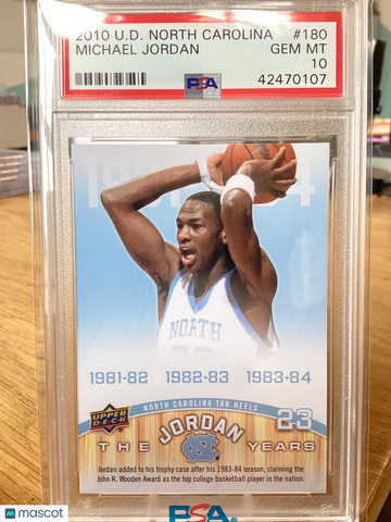 2010 Upper Deck North Carolina Michael Jordan #180 PSA 10