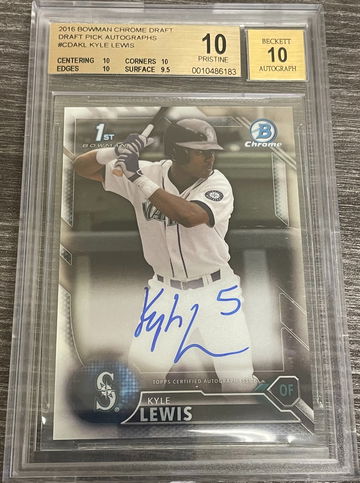 Kyle Lewis Bowman Chrome Draft Auto BGS 10,10