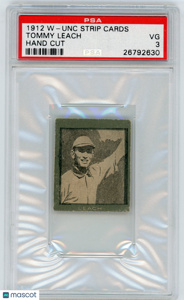 1912 W-Unc Strip Cards Hand Cut Tommy Leach PSA 3