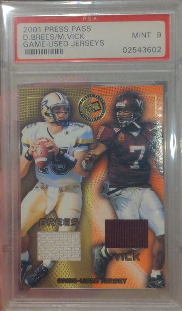 2001 Press Pass Game Used Jerseys Drew Brees and Michael Vick #JC/MVDB 207/400