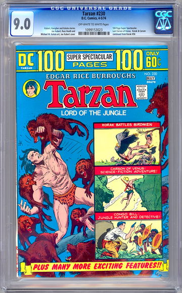 TARZAN #230 CGC 9.0 CLASSIC JOE KUBERT COVER MIKE KALUTA ART 100 PG SPECIAL 1974