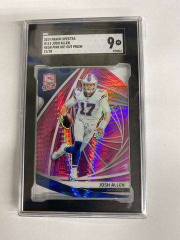 2019 Panini Spectra #113 Josh Allen Neon Pink Die cut Prizm serial number 12/20  