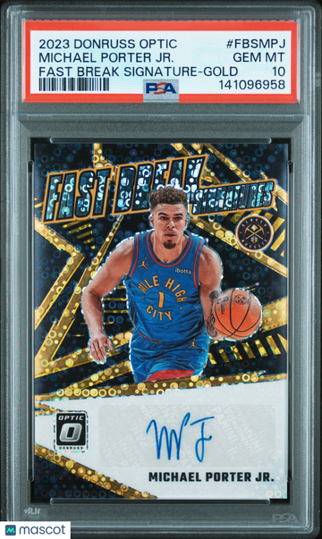 2023 Panini Donruss Optic Fast Break Signatures Michael Porter JR. #FBSMPJ Gold PSA 10