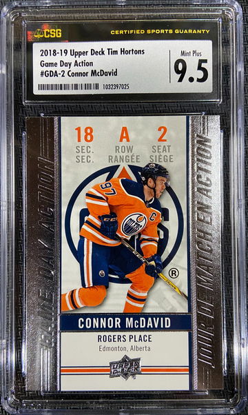 2018-19 Upper Deck Tim Hortons Connor McDavid CSG 9.5 MINT PLUS Pop 1!