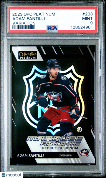 2023-24 O-Pee-Chee Platinum Adam Fantilli #203 NHL Shield Variation Rookie PSA 9