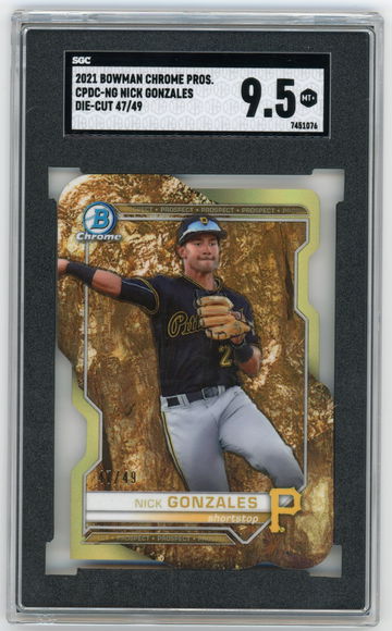 2021 Bowman Chrome CPDC-NG Nick Gonzales Gold Nugget Die-Cut #'d 47/49 SGC 9.5 MINT+ Pittsburgh Pirates