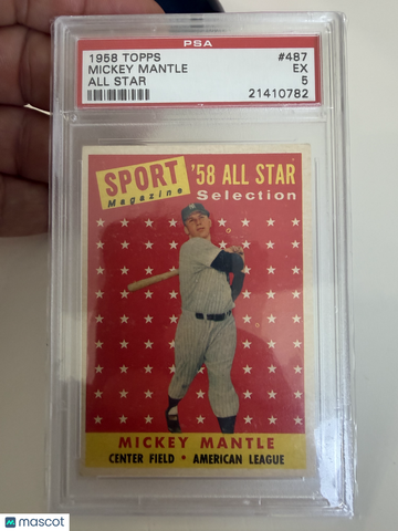 1958 Topps Mickey Mantle #487 All Star PSA 5
