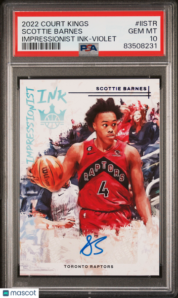 2022 Panini Court Kings Impressionist Ink Scottie Barnes #IISTR Violet PSA 10