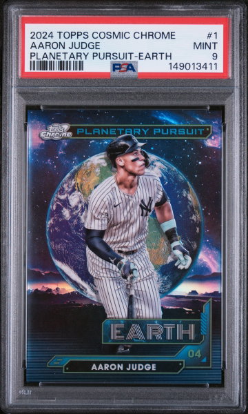 2024 Topps Chrome Cosmic Planetary Pursuit Earth Aaron Judge #1 PSA 9