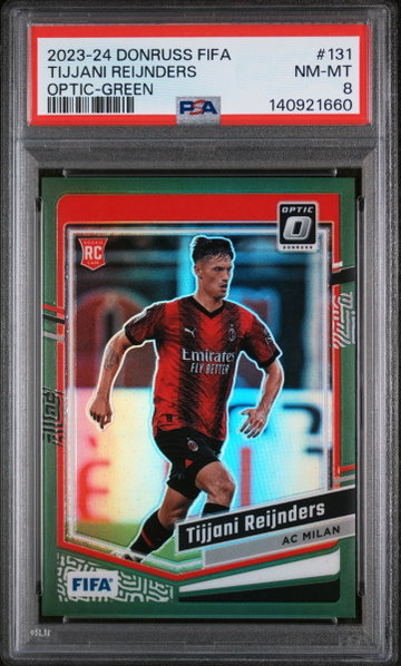 2023-24 PANINI DONRUSS FIFA TIJJANI REIJNDERS #/5 OPTIC GREEN #131 RC PSA 8