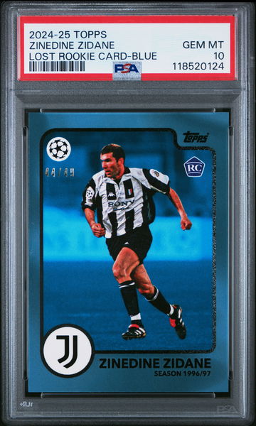 2024 TOPPS THE LOST ROOKIE CARDS ZINEDINE ZIDANE #/49 BLUE PSA 10